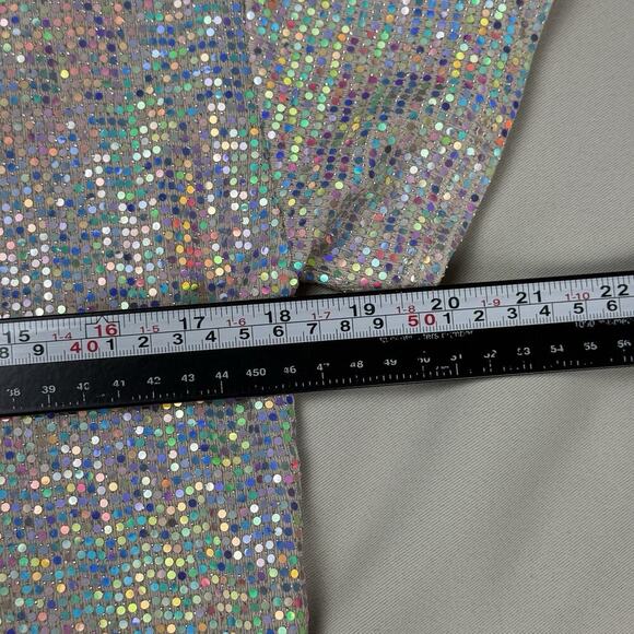 Ginger G Sequin Top Sz S Silver Metallic Rave Club Disco Glitter NYE Maximalism - Picture 7 of 9